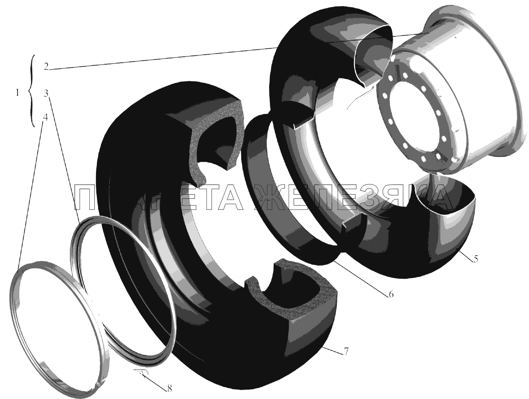 Колесо, камера и покрышка 5516-3101011, 551607-3101011 МАЗ-6303A3, 6303A5